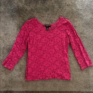 Peck & Peck Anthropologie Pink Lace Top Size XL